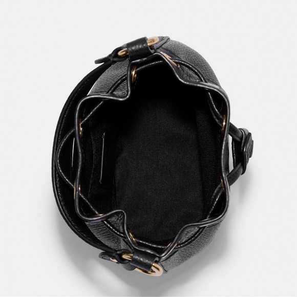 Coach Black Mini Bag with Embossed Logo and Drawstring - Picture 6 of 8